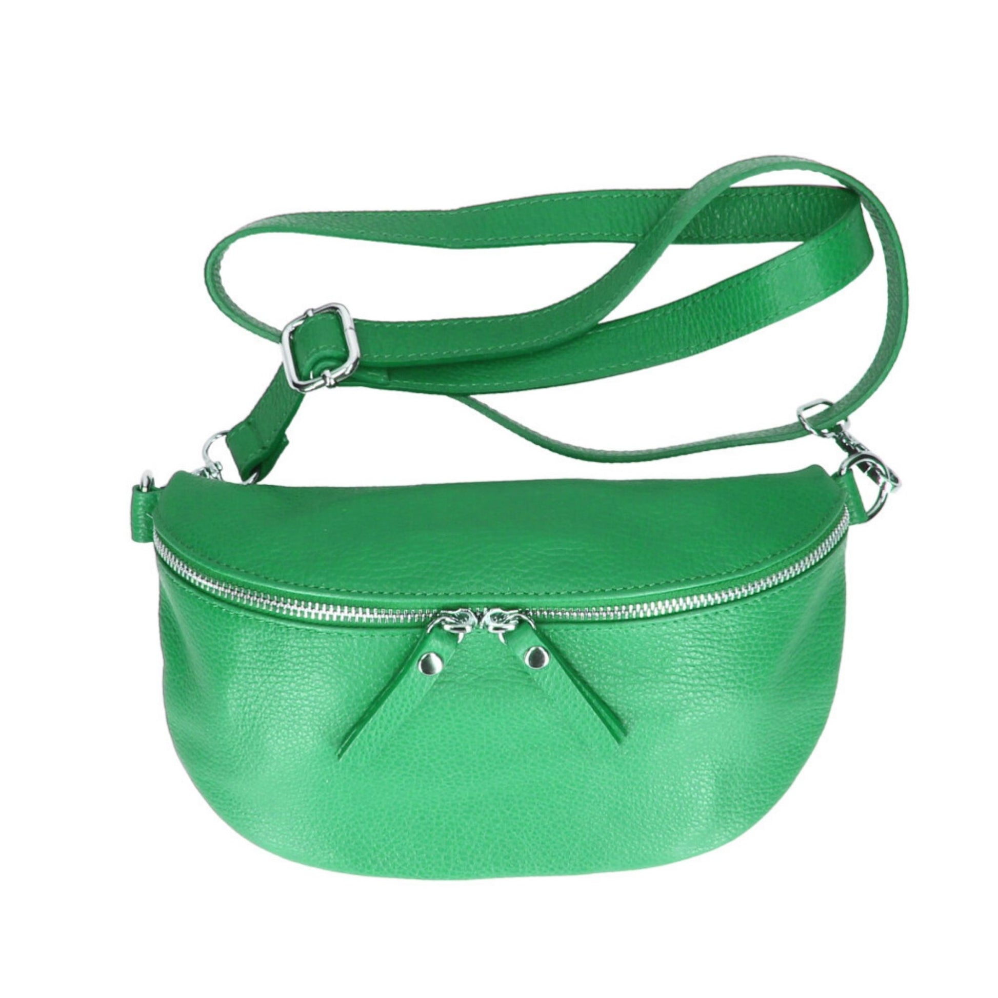 Bright green leather bumbag