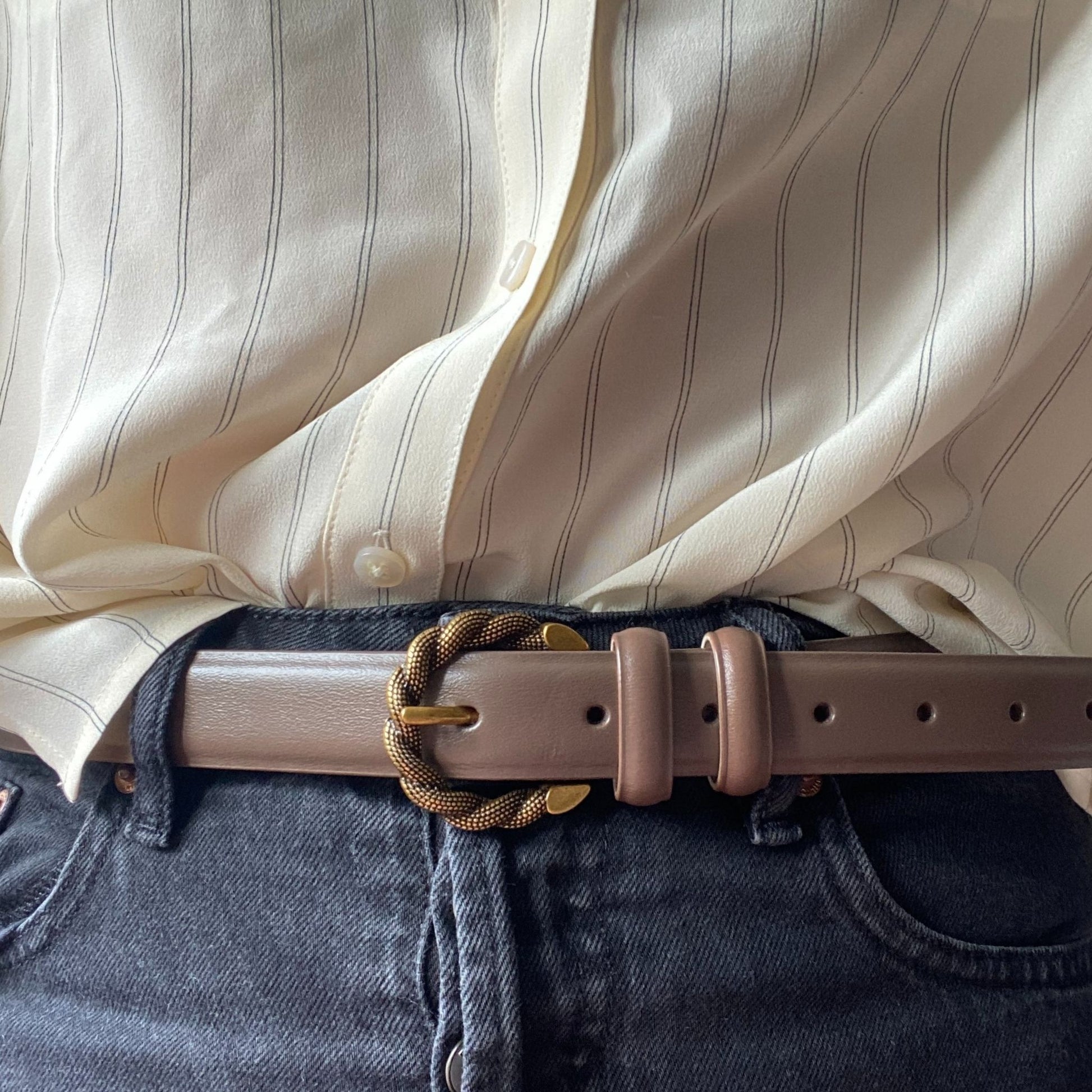 Taupe leather belt