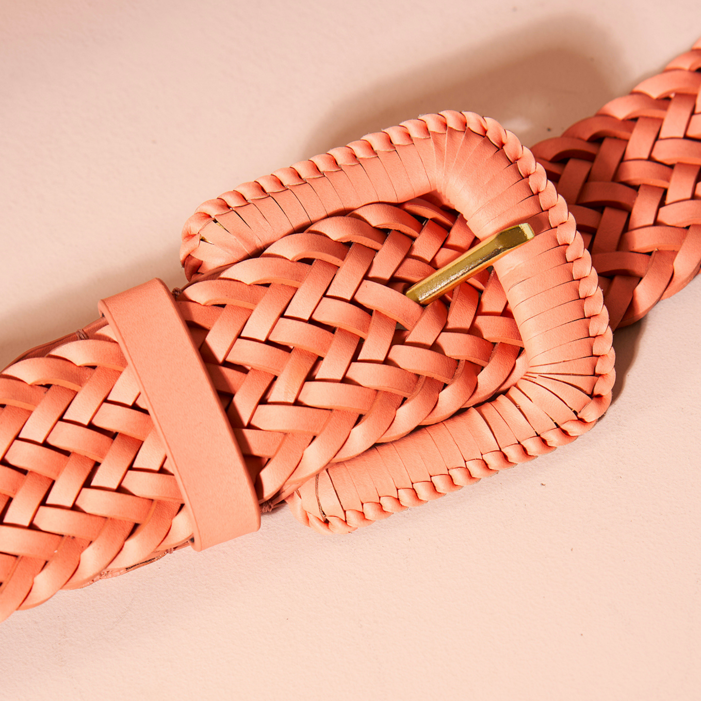 Coral Woven Leather Belt