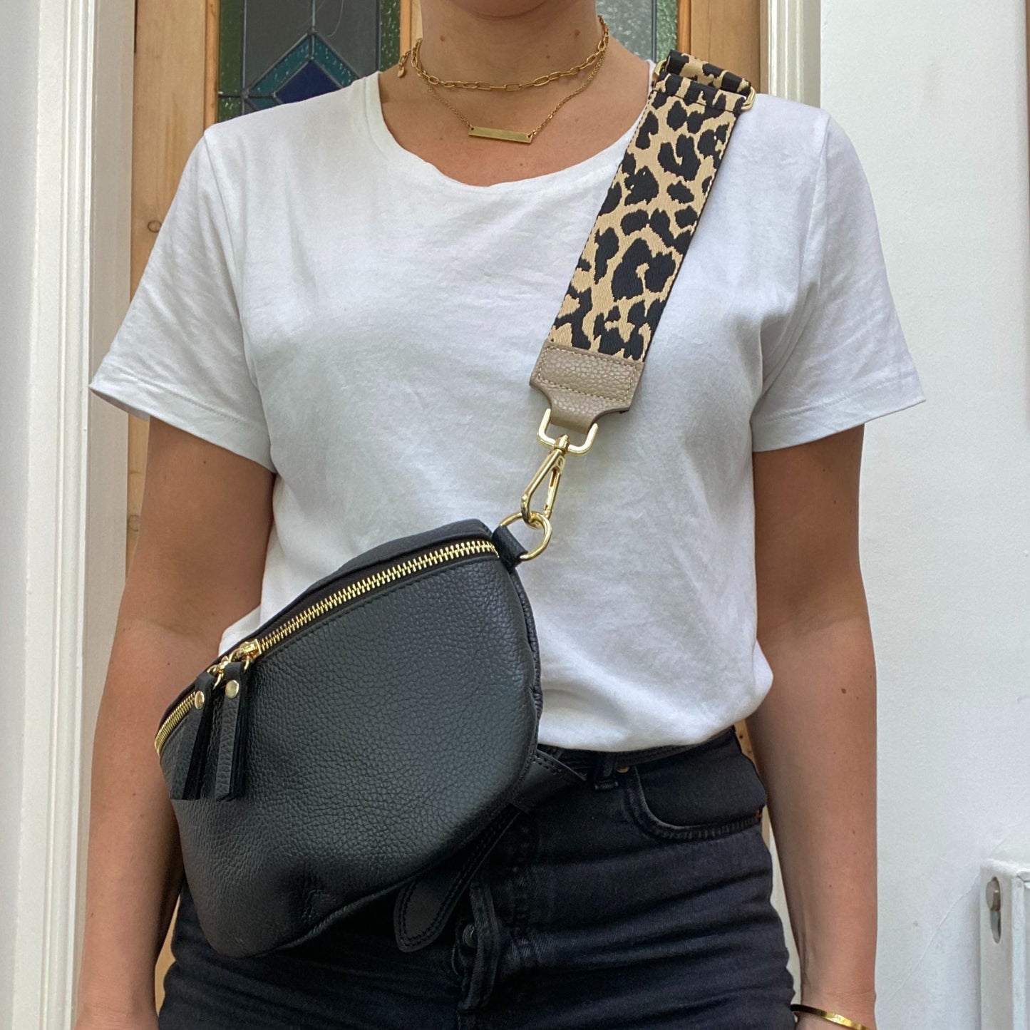 leopard print bag strap