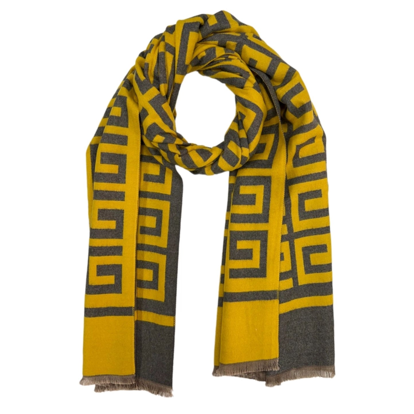 Classic Maze Print Scarves Cashmere Mix