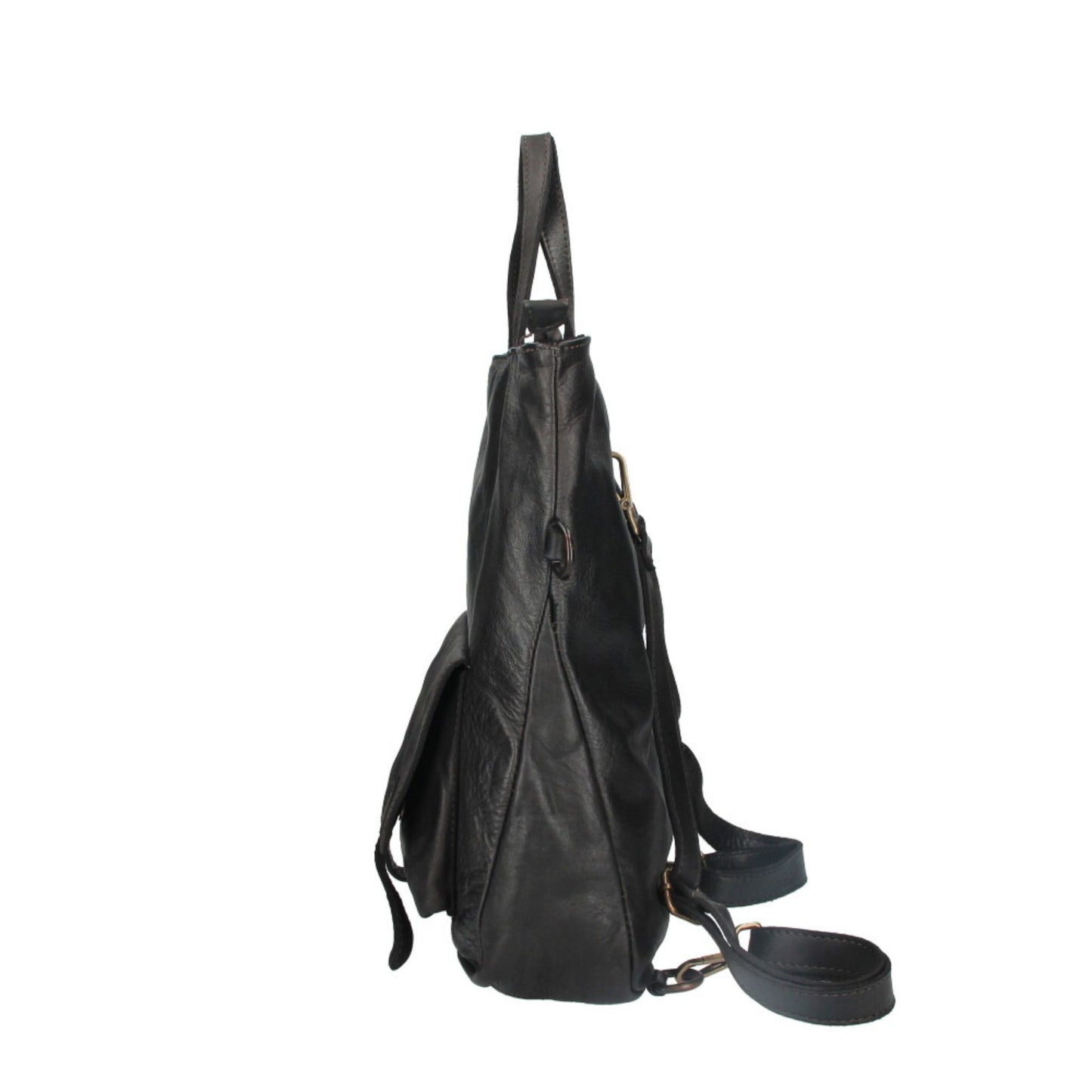 side view leather backpack