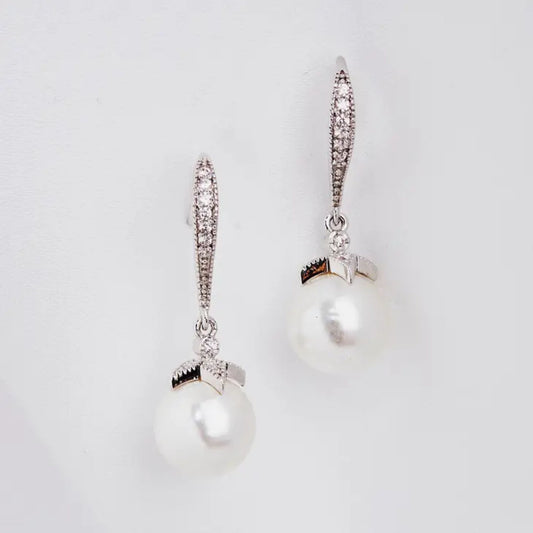 Pearl Drop Earrings on Crystal