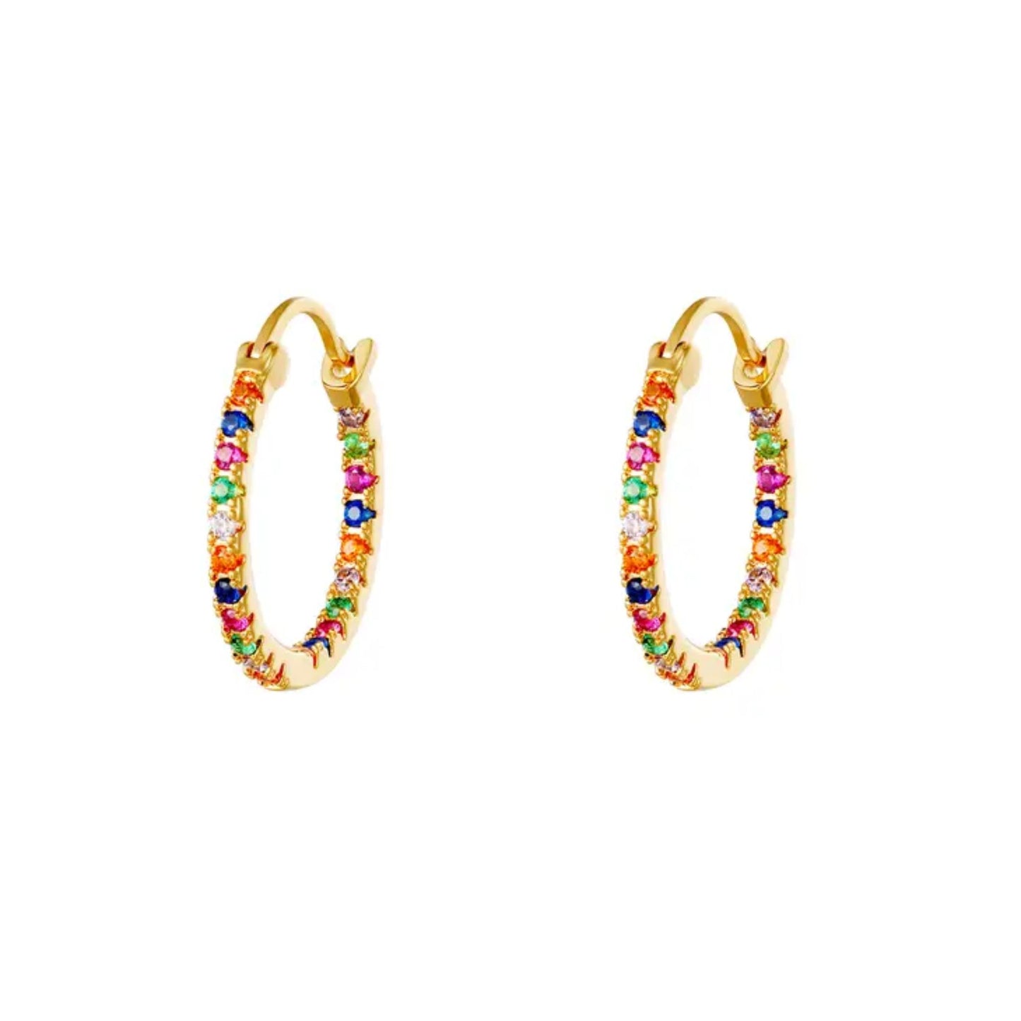 Rainbow Jewelled Hoop Earrings