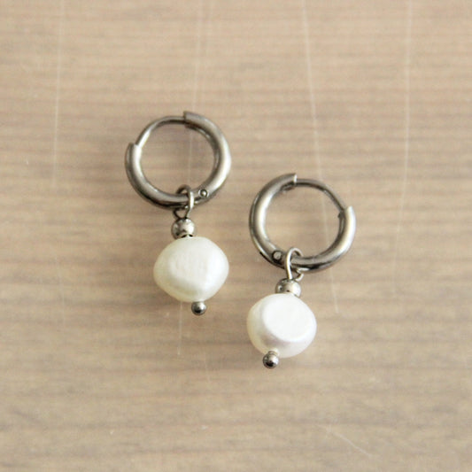 Silver Freshwater Pearl Drop Earrings