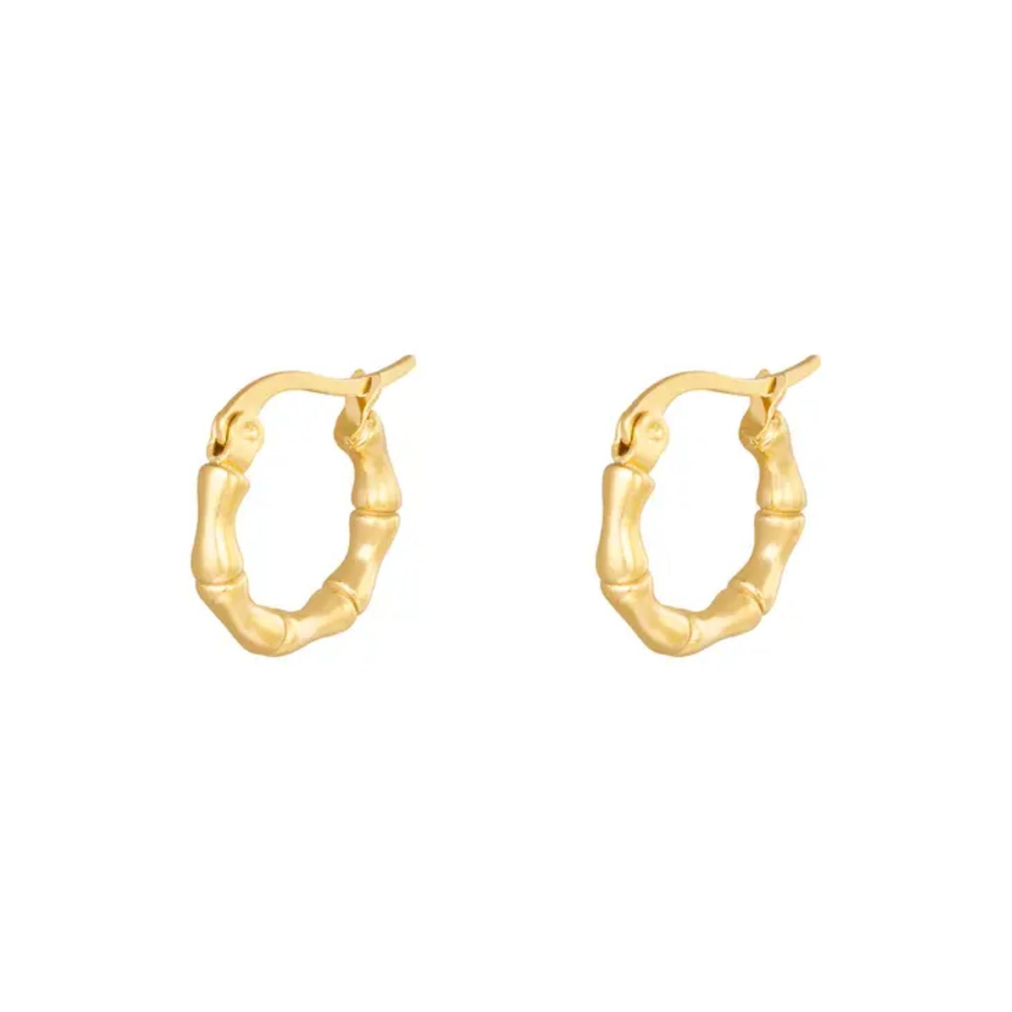 Small & Medium Gold Bamboo Hoop Earrings