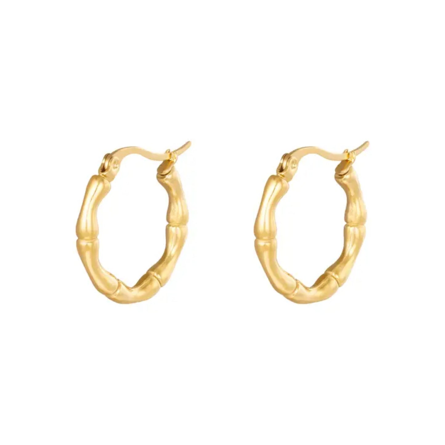 Small & Medium Gold Bamboo Hoop Earrings