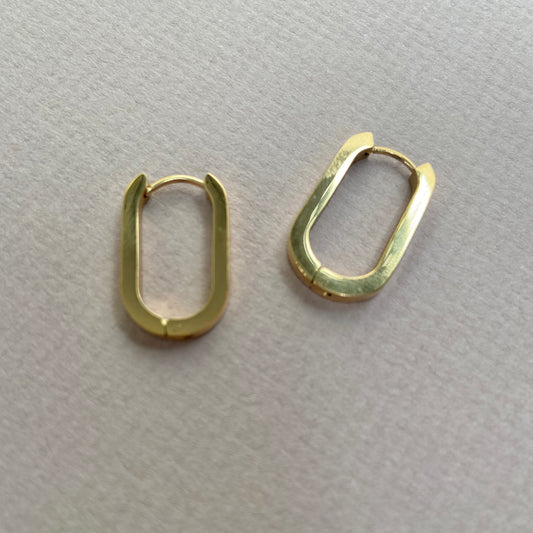 Gold Elongated Hoop Earrings