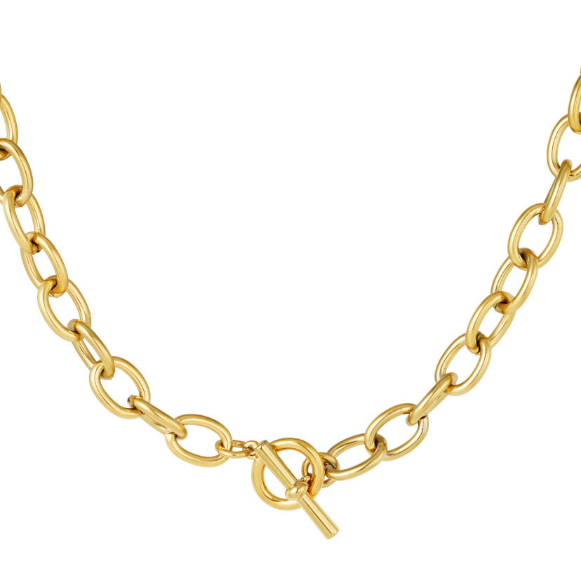 Chunky T bar Gold Chain Necklace