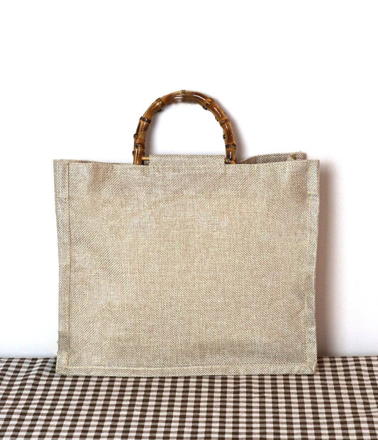 Bamboo Handle Hessian Shopper