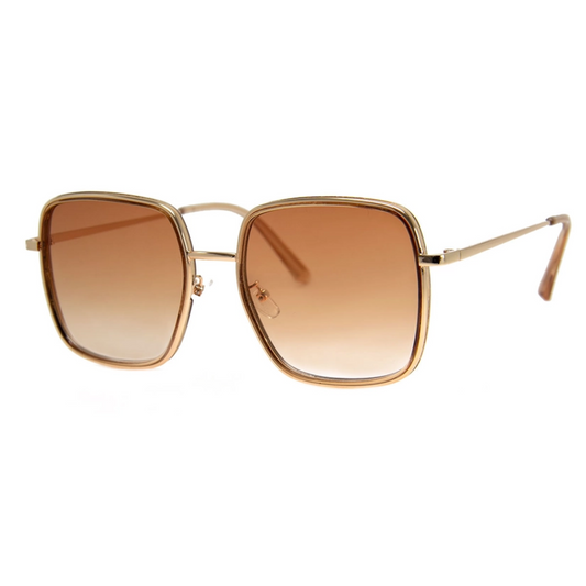 Oversized gold sunglasses: Make a bold fashion statement with these stylish and glamorous shades. Perfect for sunny days and adding a touch of luxury to any outfit